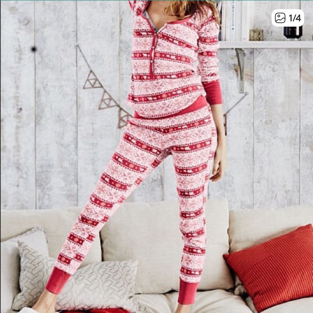 Victoria's Secret Red and White Patterned Pajama Set